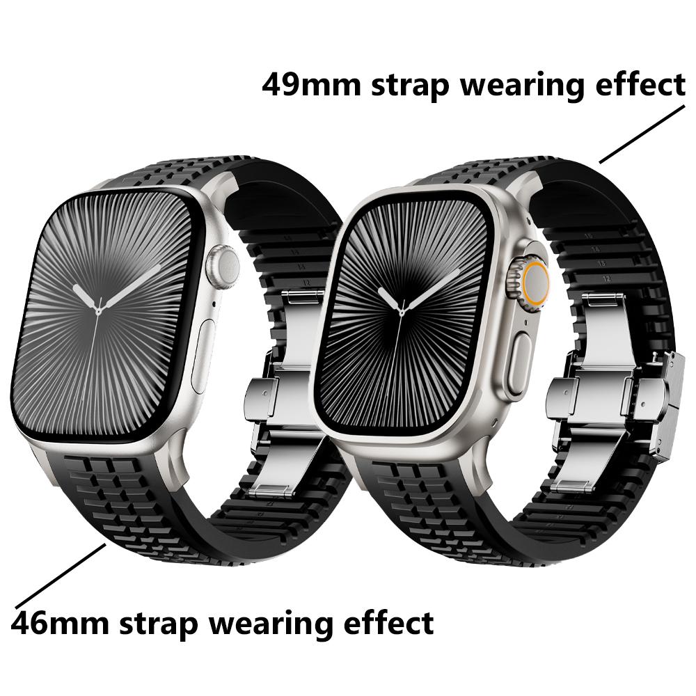 Мужской браслет для Apple Watch Ultra2 49 мм Серия 10 46 мм Силиконовый ремешок Подходит для Iwatch 7 8 9 45 мм Se 4 5 6 44 мм Регулируемый Correa