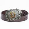Letter D Zinc Alloy Belt Two-color Belt Two-layer Cowhide