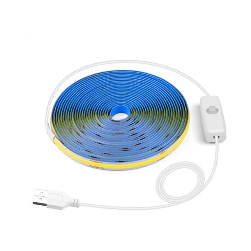5V USB COB LED Strip Lights Hand Sweep Switch/Touch Control/Push Switch For House Cabinet Room Decoration 1M 2M 3M Lighting Lamp