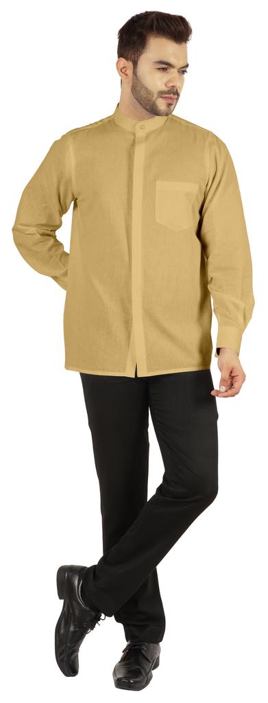 BestMan Мужская однотонная рубашка на пуговицах с китайским воротником и планкой спереди для формального случая