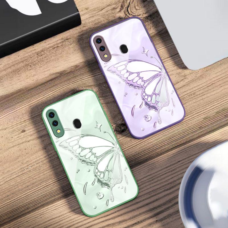 Бабочка из Ледяных Кристаллов Для Samsung A73 72 71 A70 56 55 54 A53 52 51 50 42 A35 A34 33 32 31 26 25 24 23 22 30 стеклянный чехол для телефона