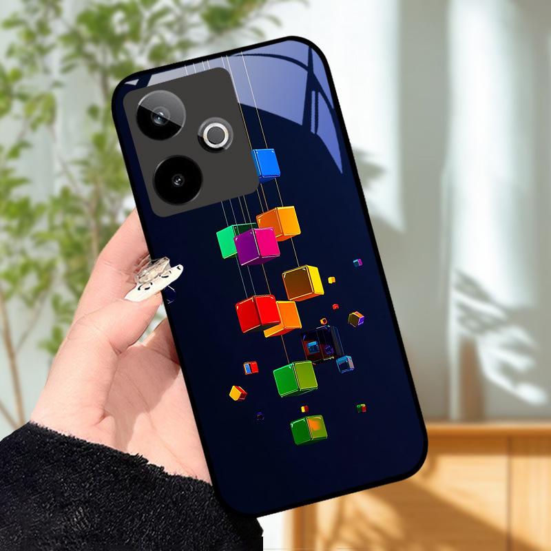Для Realme GT7 5G Чехол Роскошный Чехол с Рисунком Закаленное Стекло Чехол для Телефона Для Realme GT 7 Fundas Жесткий PC Ударопрочный Корпус Бампер