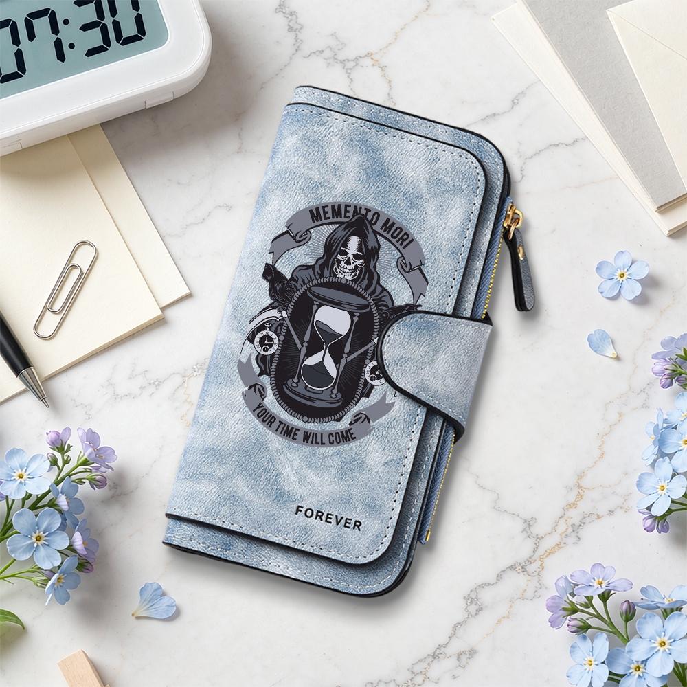 Gothic Skull Pattern Long Wallet Portable Multi Card Slot Fashion Daily PU Purse