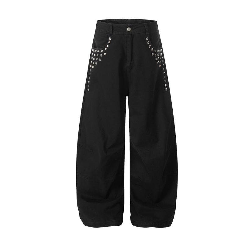 Magic Bear Streetwear 2026 American Vintage Rhinestone Relaxed Wide Leg Pants Unisex