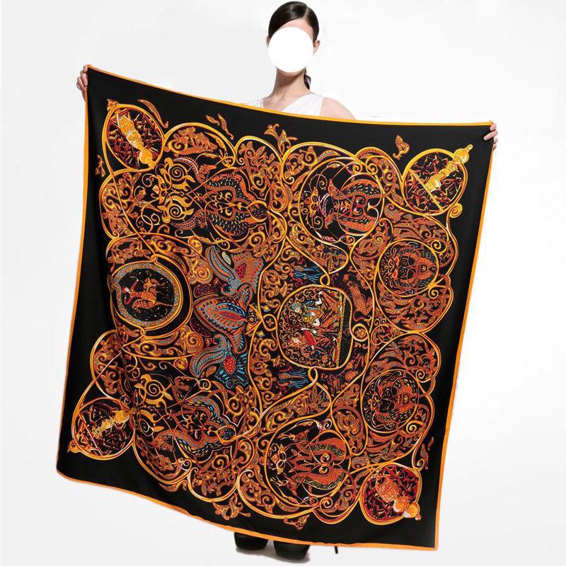 Женский модный повседневный шелковый квадратный платок с принтом, шаль, шарф