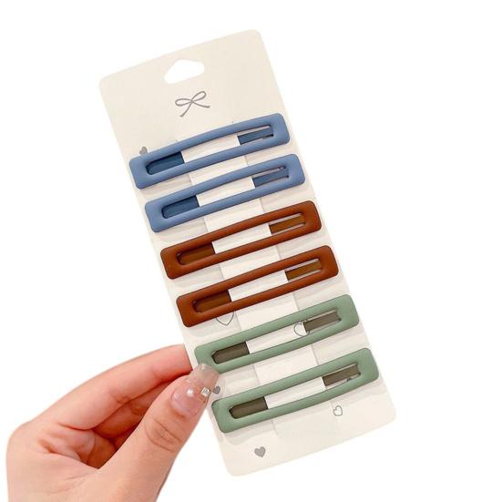 6Pcs Girl Hairpin Matte Color Rectangular Hair Clips Stable Non-Slip BB Clip Face Slimming Versatile Hair Styling