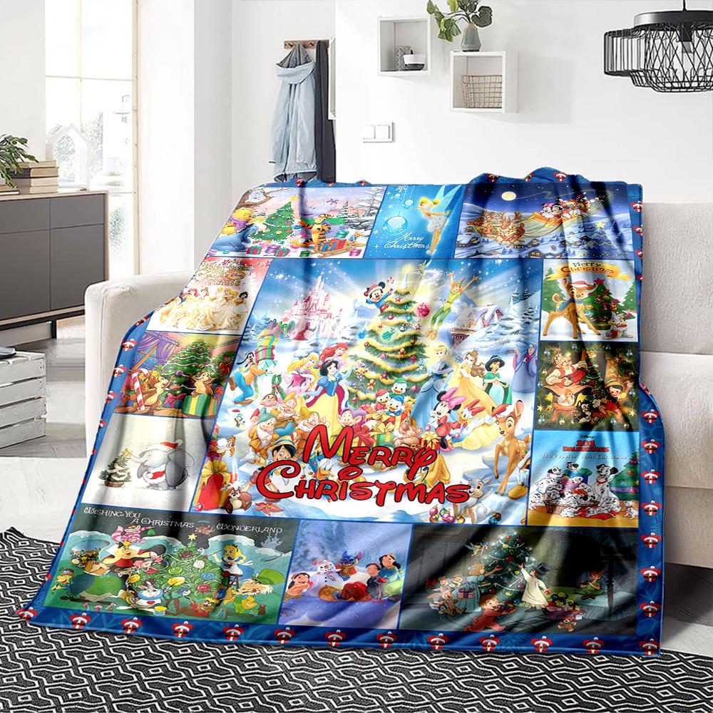 Christmas Disney Characters Blanket Soft Throw Blanket For Home Bedroom Bed Sofa Travel Office Solid Christmas Blanket