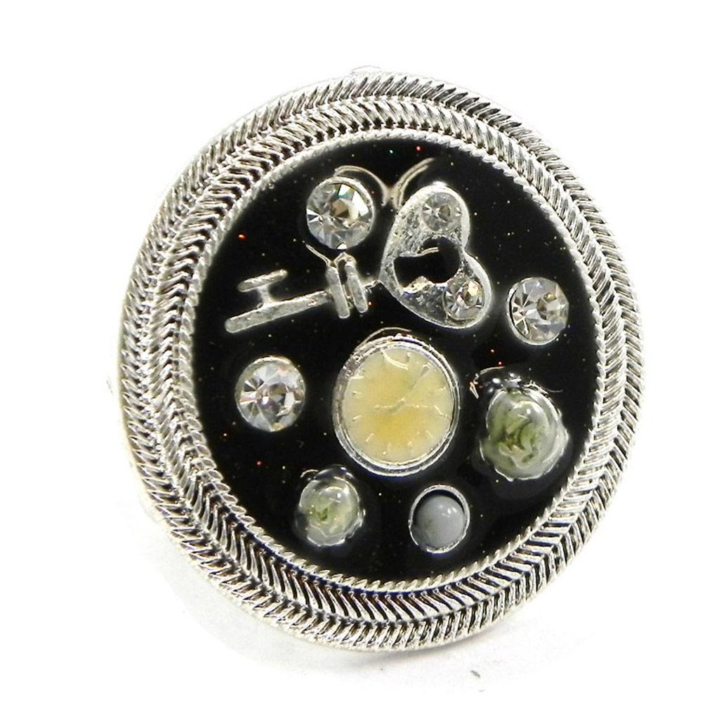 Les Trésors De Lily [H9839] - Дизайнерское кольцо "Бабушка" черное серебро