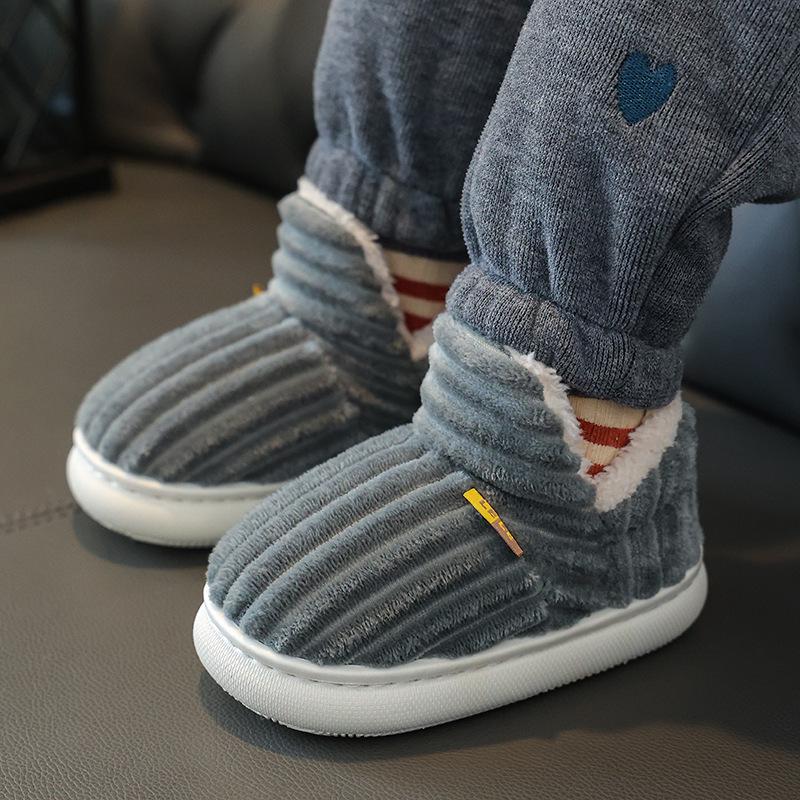 Children's Winter Cotton Slippers with Warm Fur for Boys & Girls - Cozy, Thick-Sole Home Shoes for Infants & Parents
