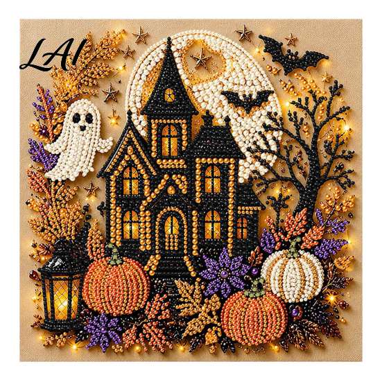 Faux Diamond Painting Kits for Adults Halloween Christmas DIY Pearl Kit Rhinestone Art Craft Full Drill Sets Set Adults Handmade Wall Decor Holiday