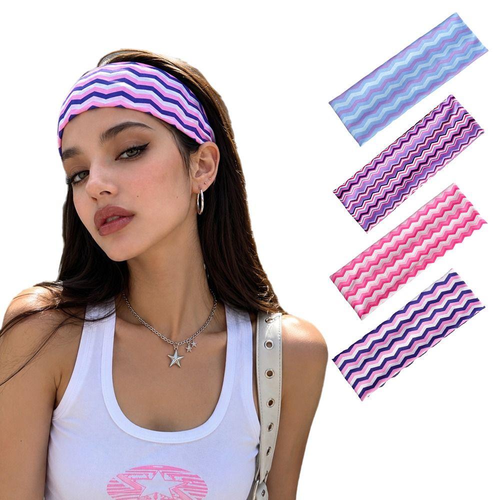 Elastic Makeup Headband Wavy Stripe Sport Hairband Durable Yoga Headband Daily Use