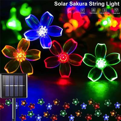 200/100/50/30/20LED Уличные Дворовые Солнечные Гирлянды Сакура Солнечные Гирлянды Рождественское Декоративное Освещение Лампа