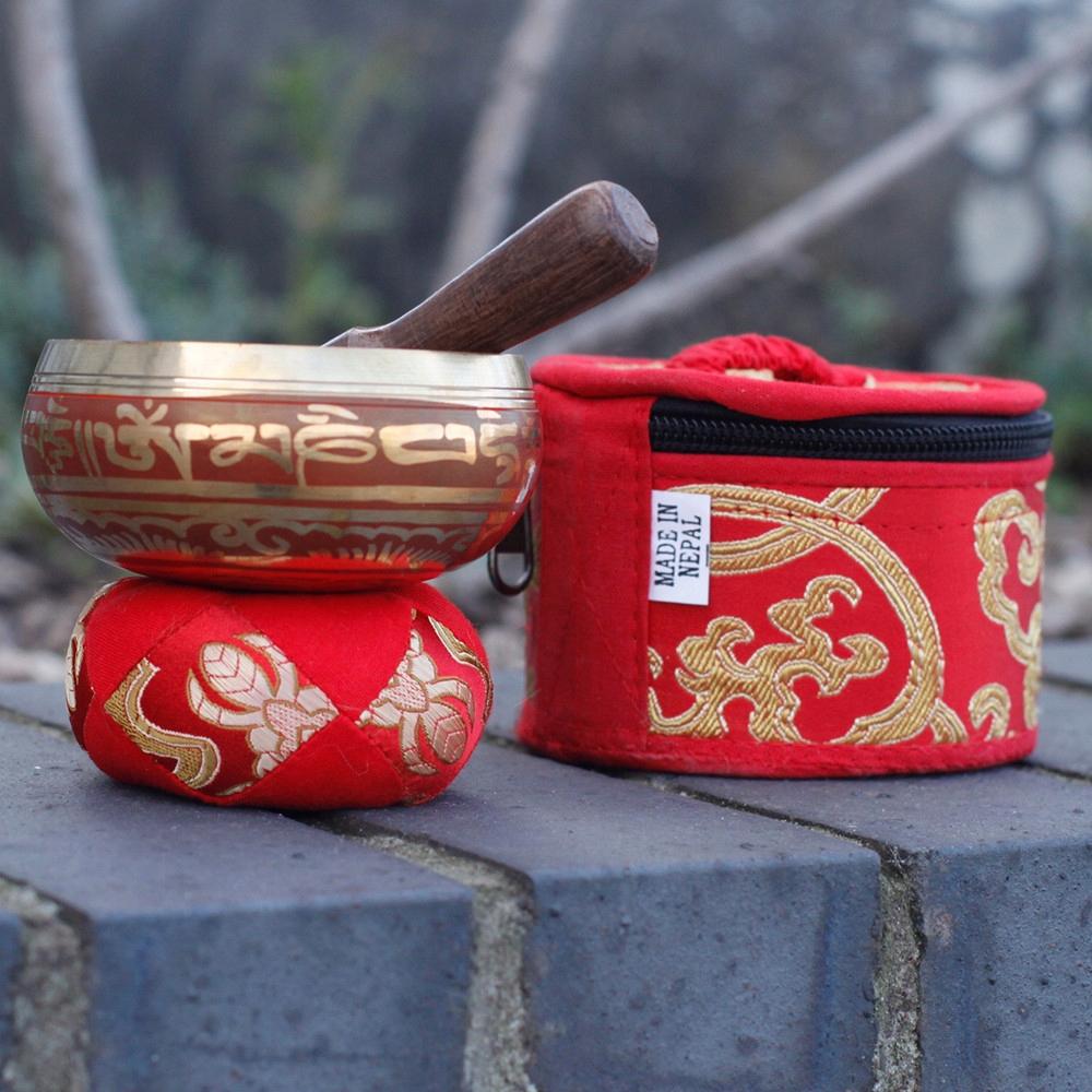 Tibetan Bowl 6cm Mini Singing Bowl Set Red