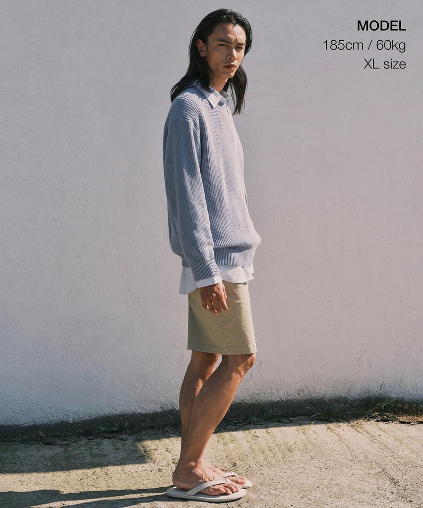 MUSINSA STANDARD Cotton Ribbed Crew Neck Knit [Sky Blue]