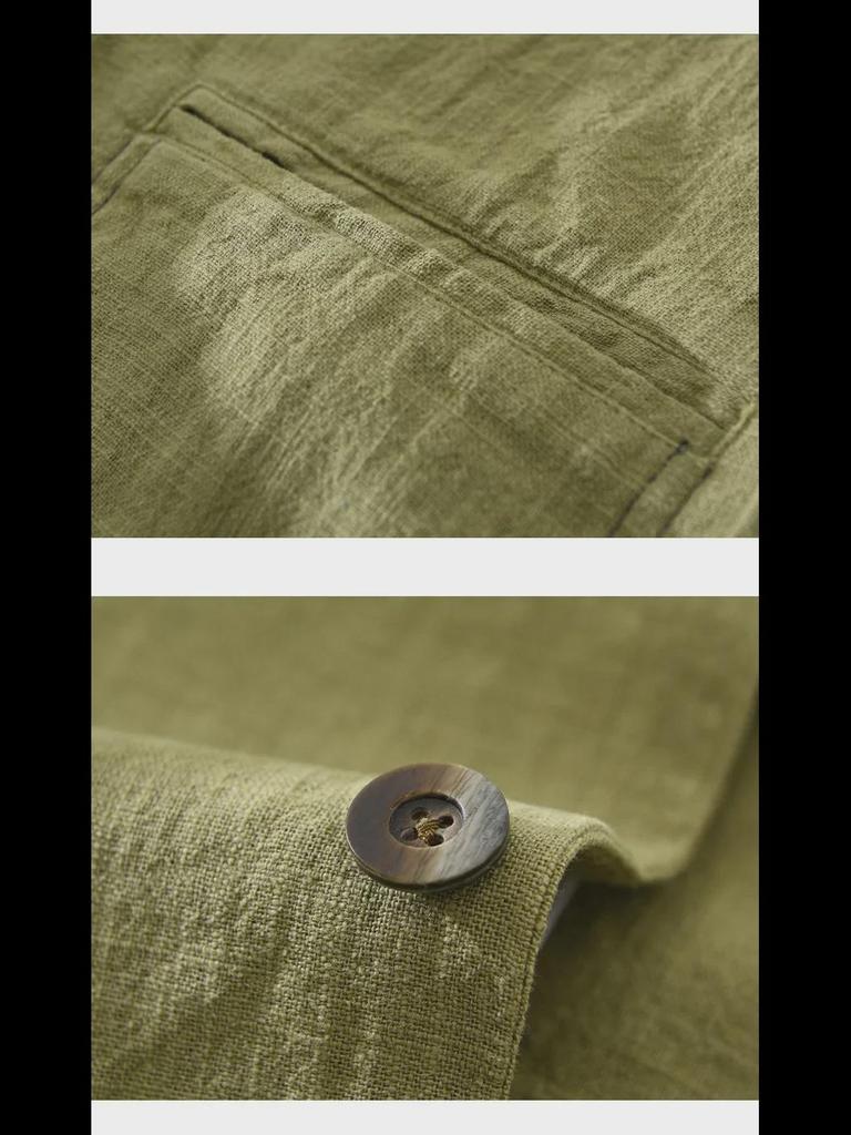 Мужской ретро японский повседневный костюм из рами - свободный, однобортный, однотонный, на весну и осень