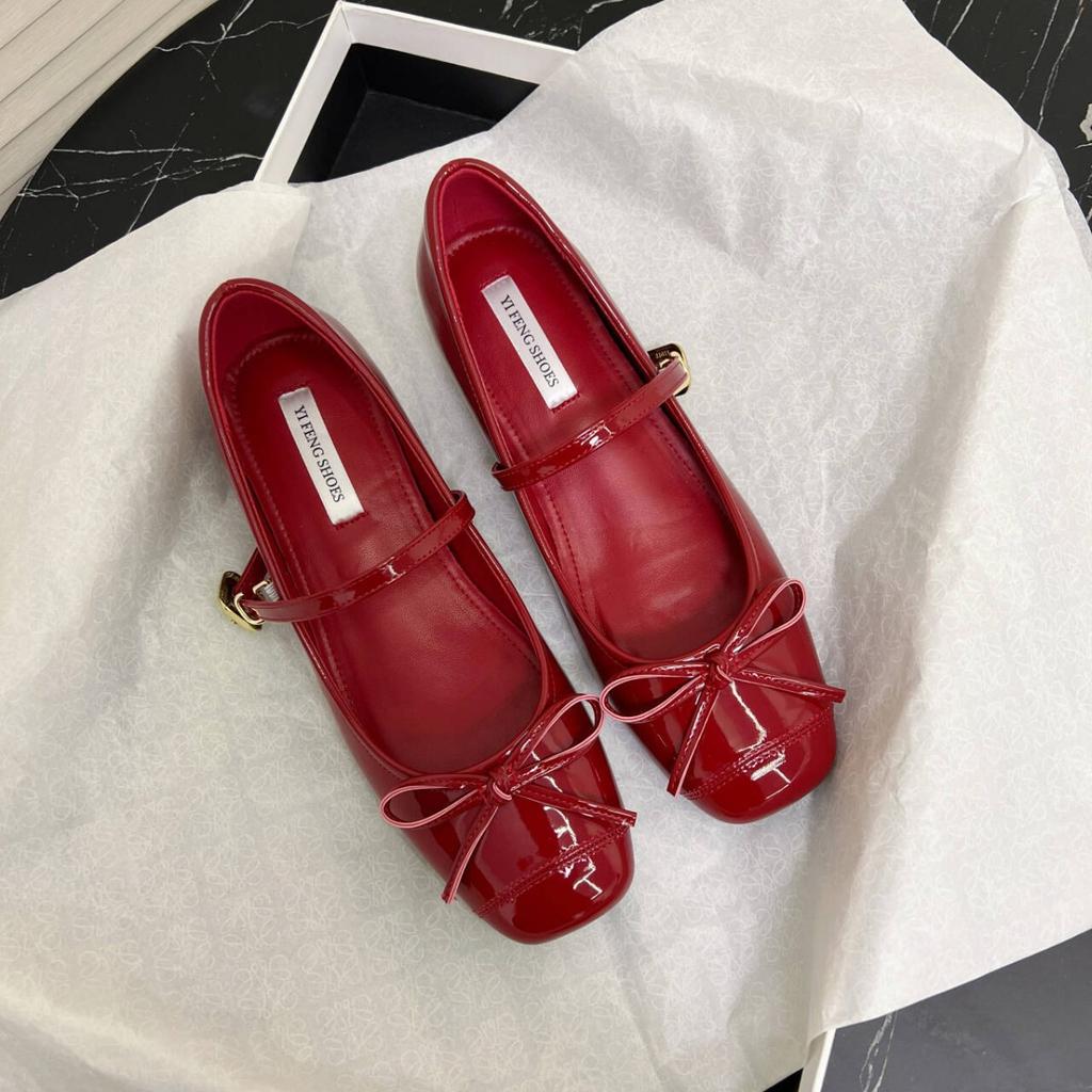 Французские маленькие туфли с увеличением внутренней высоты на 5 см, с бантом, с открытым вырезом, одинарные туфли, квадратный носок, туфли Мэри Джейн, нежные балетки на плоской подошве