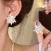 925 Sterling Silver Snowflake Crystal Earrings - Trendy, High-End Design with Sparkling Diamond Flower Accents for Women