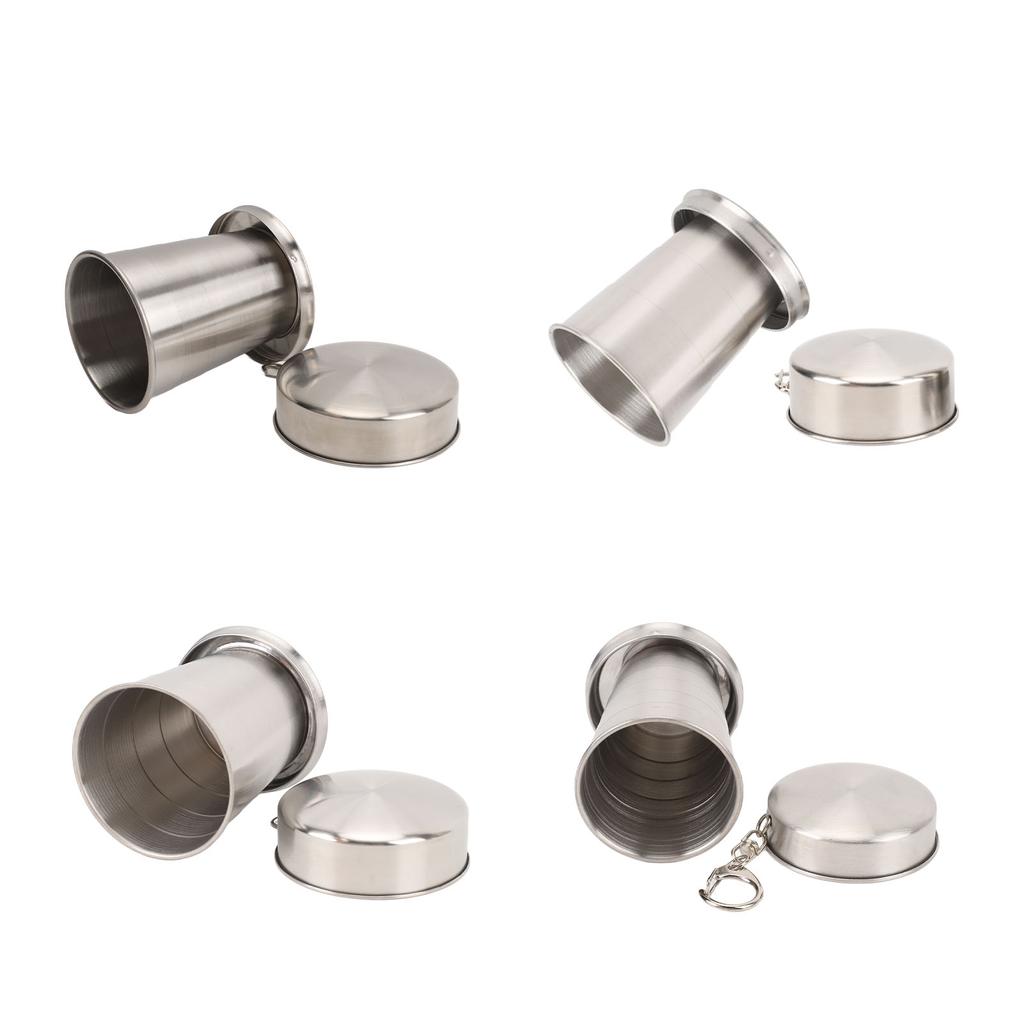 Stainless Steel Collapsible Cup Outdoor Travel Camping Portable Folding Cup with Keychain for Picnic