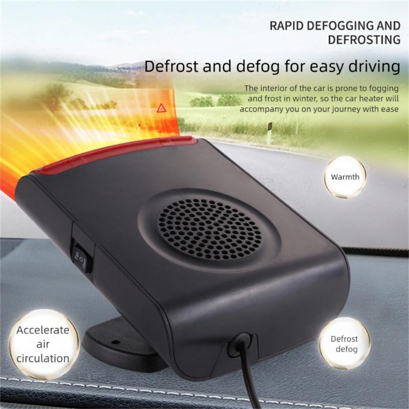 12V Car Defroster Demister Heater Cooling Fan Adhesive Windshield Defogger Car Interior Accessories Angle Adjustable