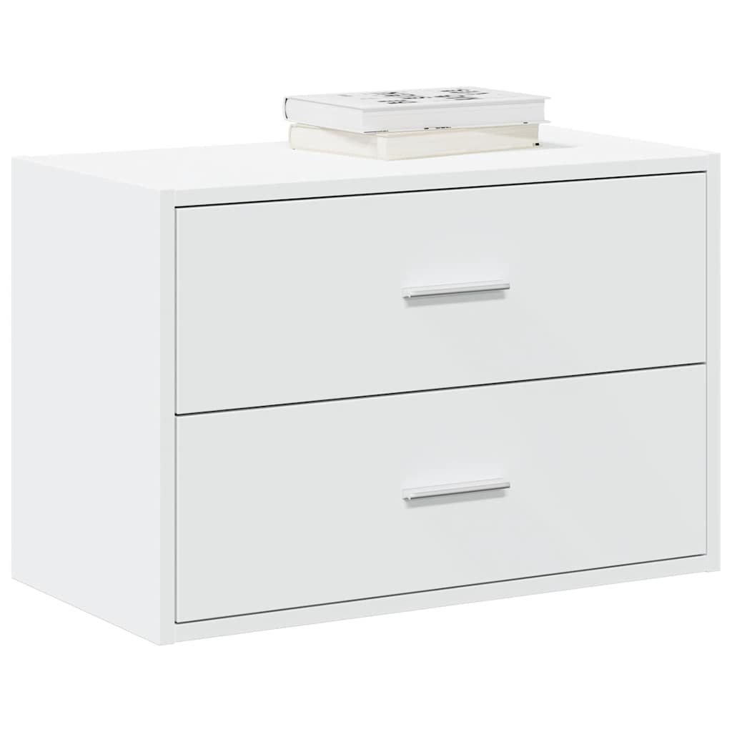 2 Drawer Cabinet White 60 x 31 x 40 cm Engineered Wood