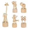 Figurine Book Shelf Wood DIY Craft Educational Toys Mini Desktop Decor Wooden Animal Ornaments