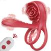 Vibrating Cock Ring Penis Sleeve with Rose G Spot Clitoral Stimulator Ejaculation Delay Couple Sex Toys for Men Women Erection