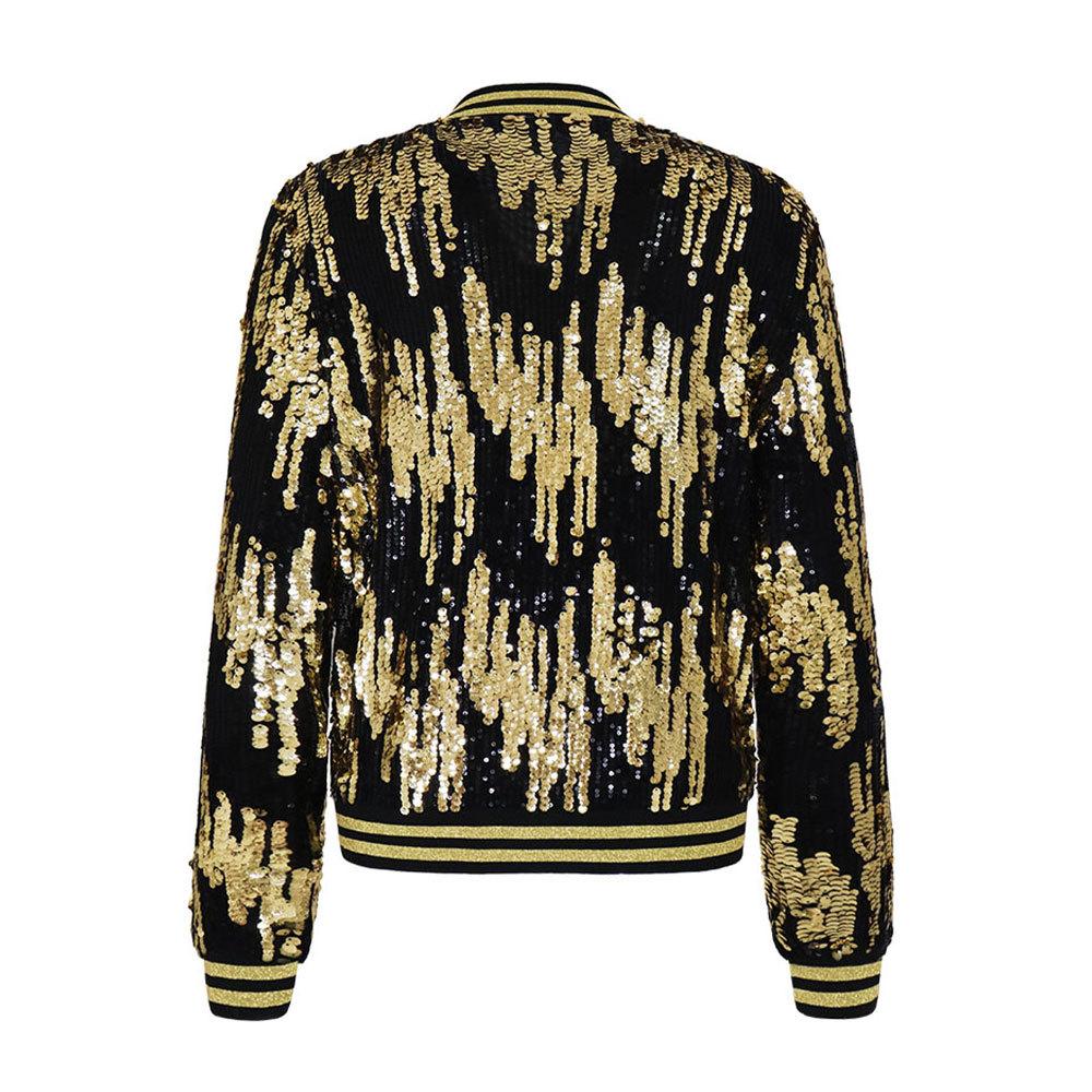 Женская осенняя бейсбольная одежда модная повседневная куртка с пайетками