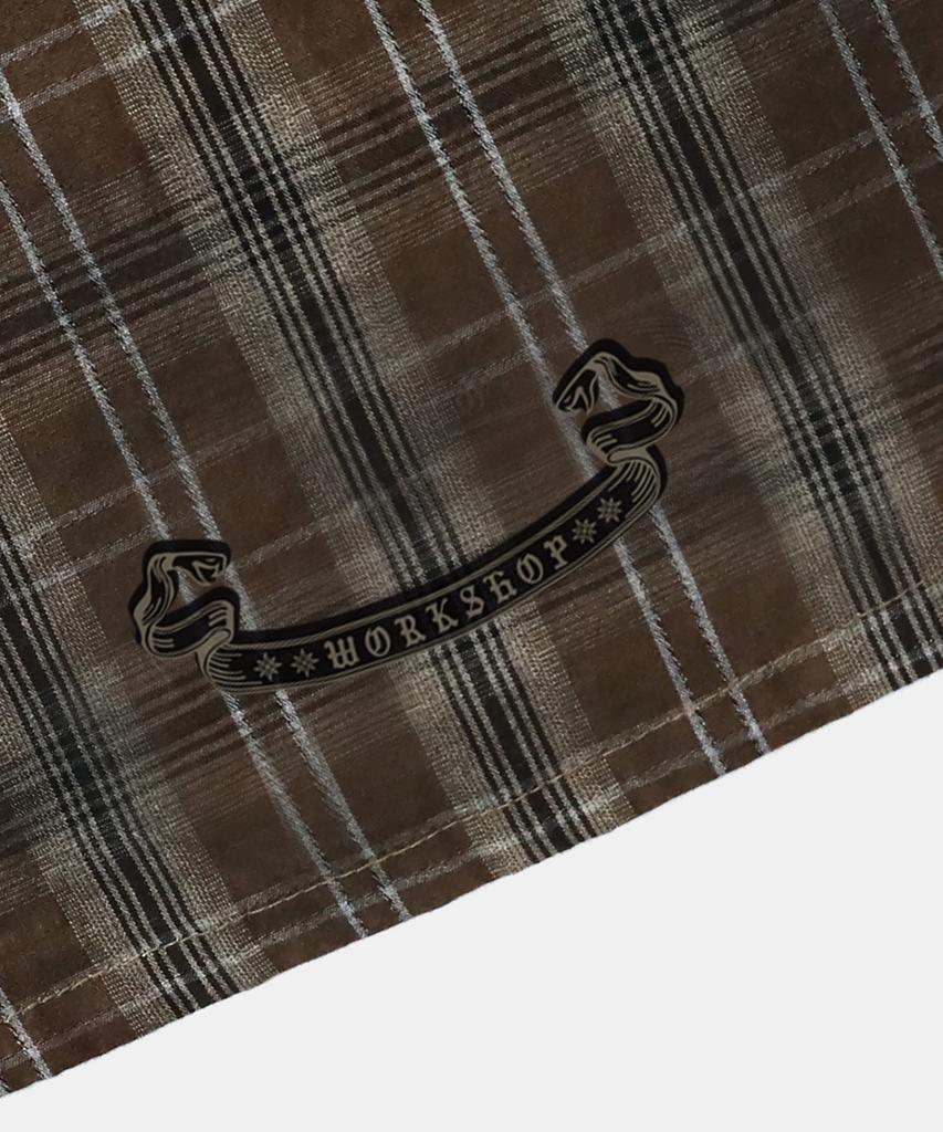 BADBLOOD Cosmo Graphic Short Sleeve Shirt - Brown Check