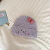 Versatile bow cute cat ears contrasting color thread hat women's winter warm ear protection age reduction knitted cold hat