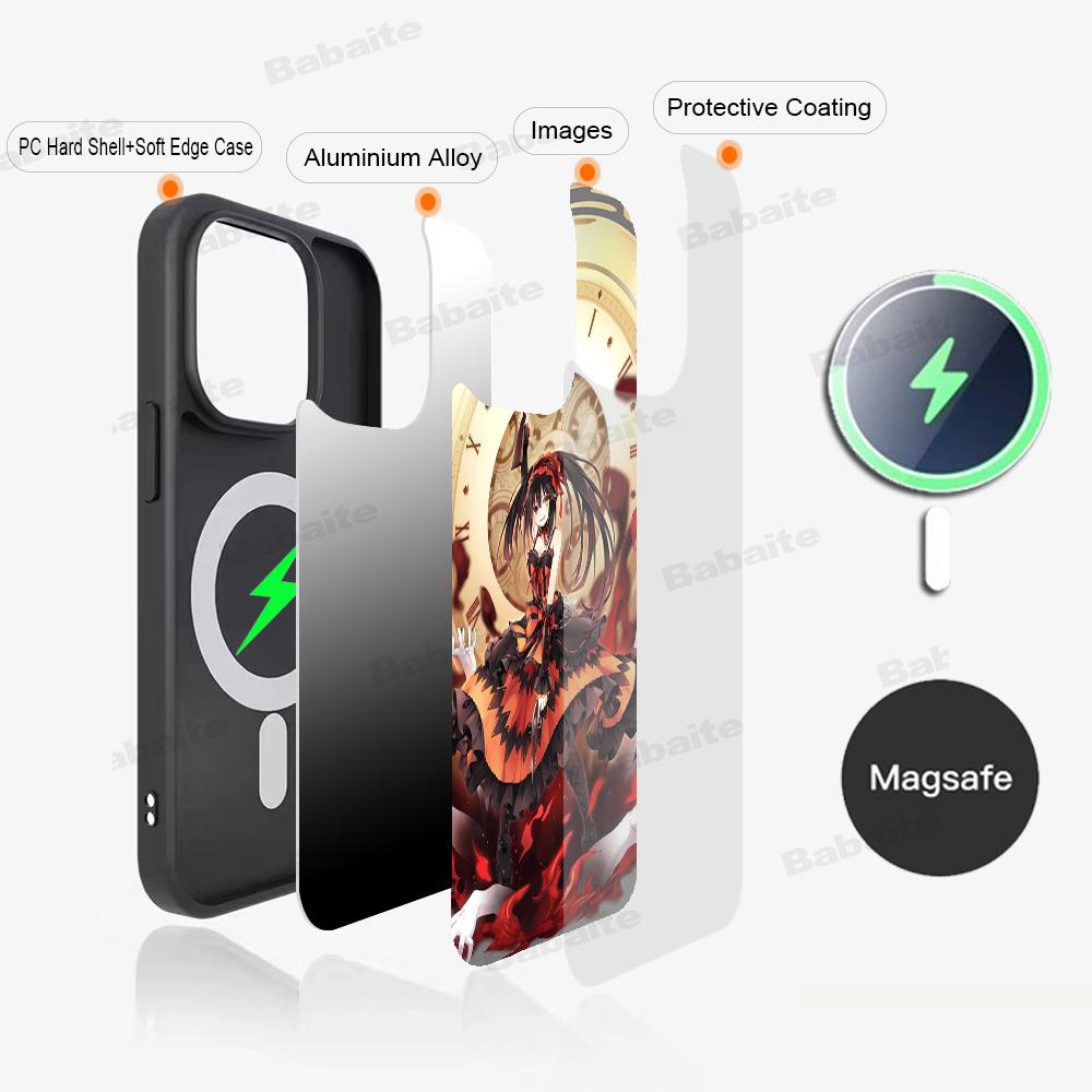 Мультяшный чехол K-Kurumi T-Tokisaki Магнитный чехол Для IPhone 16 14 13 12 11 15 Pro Max Plus Для Magsafe Беспроводная зарядка Чехол