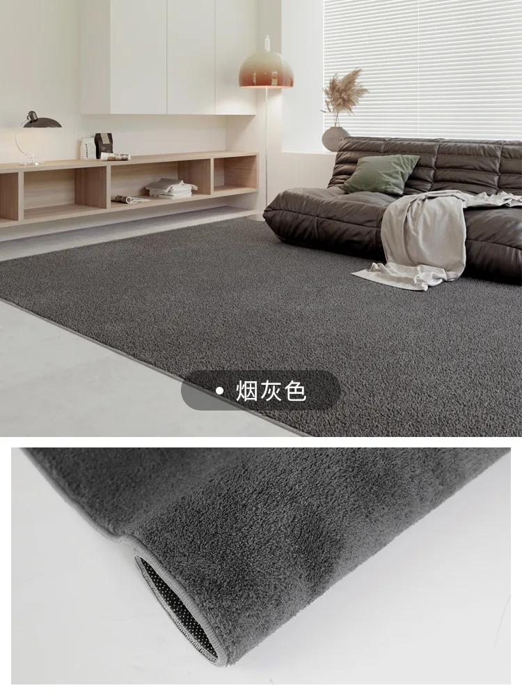 Japanese Minimalist Solid Plush Rug Thickened Soft Large Area Carpet for Living Room and Bedroom Decoration