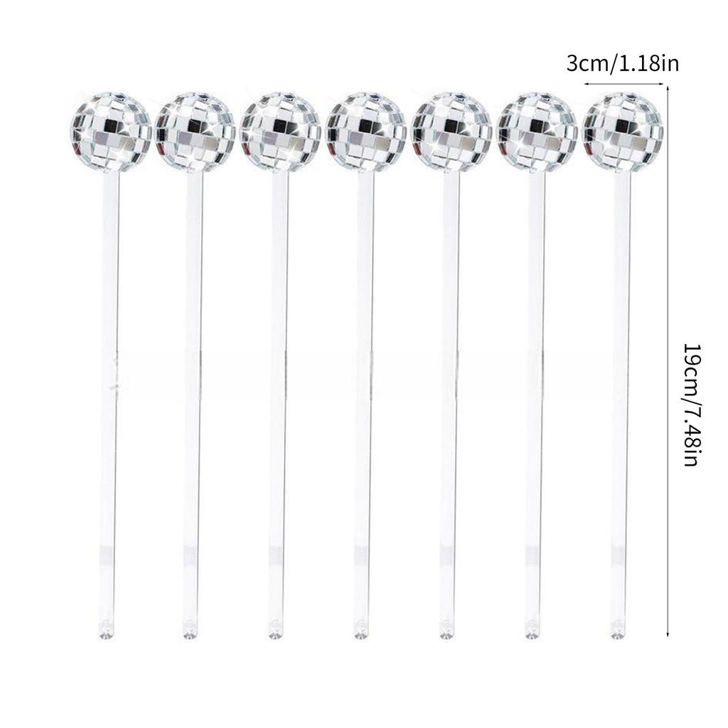 12pcs Reusable Discos Balls Glitter Drink Stirrers Swizzle Stick Coffee Beverage Stirrer for Mixing Cocktails Whiskey