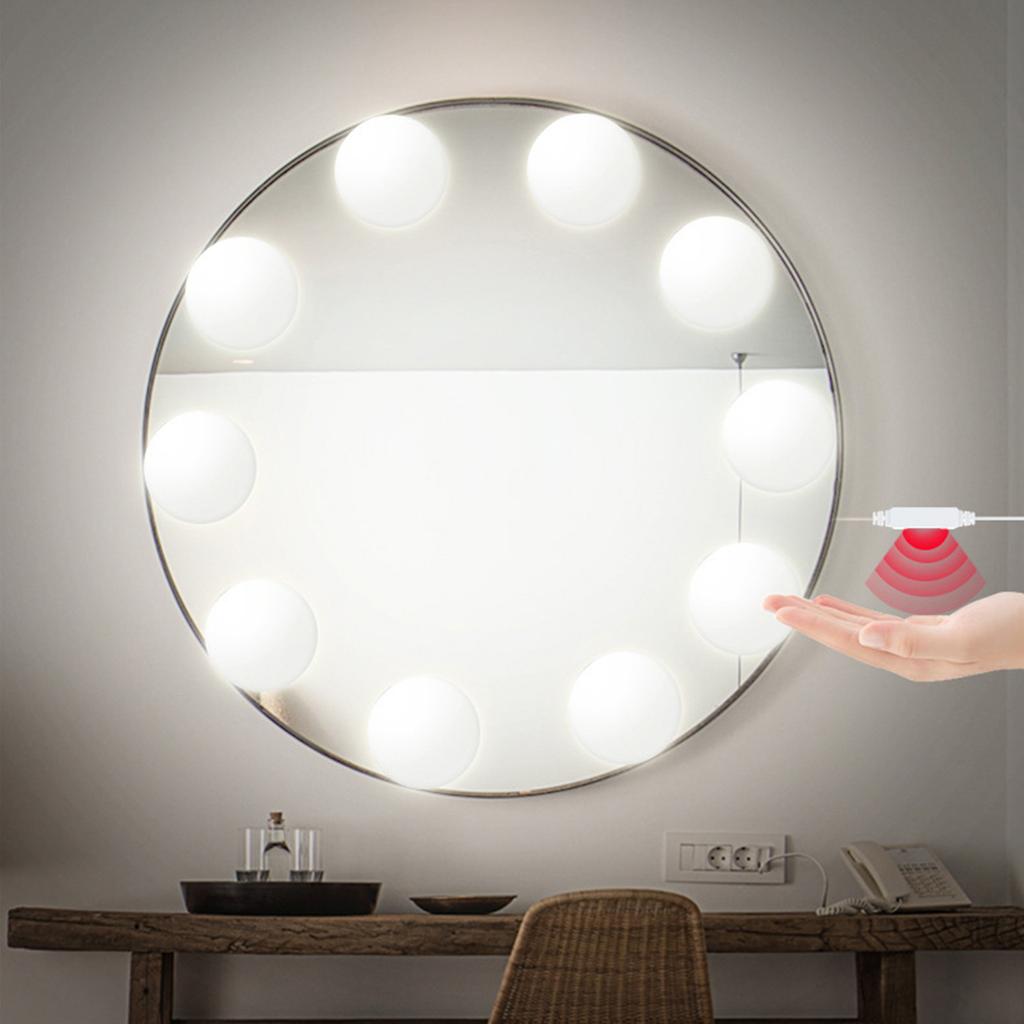 Светодиодное зеркало для макияжа, умное сенсорное управление, освещение для косметического зеркала, освещение для зеркала в ванной комнате