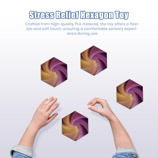 3D Printed Fractal Fidget Hexagon Stress Anxiety Relief Desk Spinning Toy Kids Adults