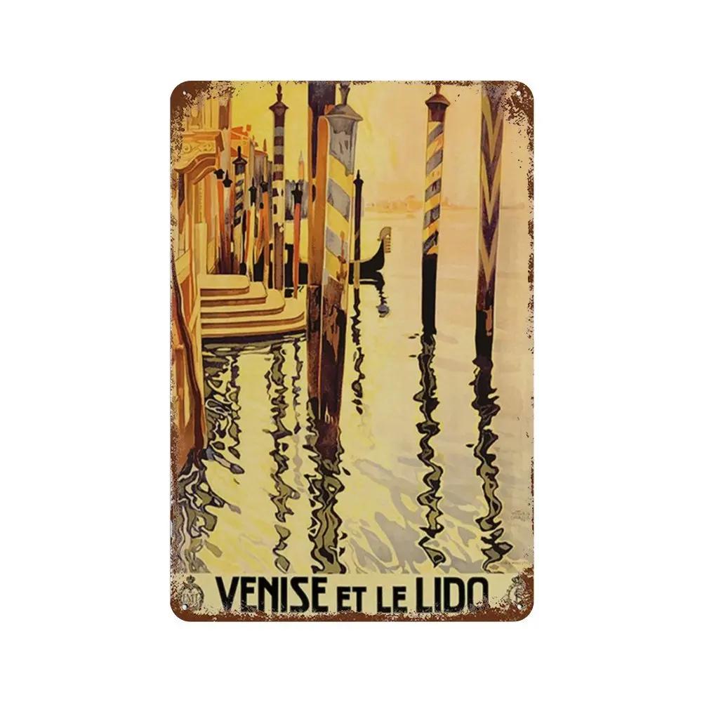 Путешествия Города Табличка Металлические Знаки Винтажный Плакат Япония Таиланд Италия Пейзаж Ретро Тарелка Искусство Живопись Домашний Бар Паб Клуб Декор