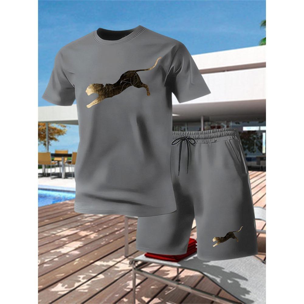 Summer Outdoor Sports Set Men's Breathable T-shirt and Shorts Casual Fashion Two Piece Set