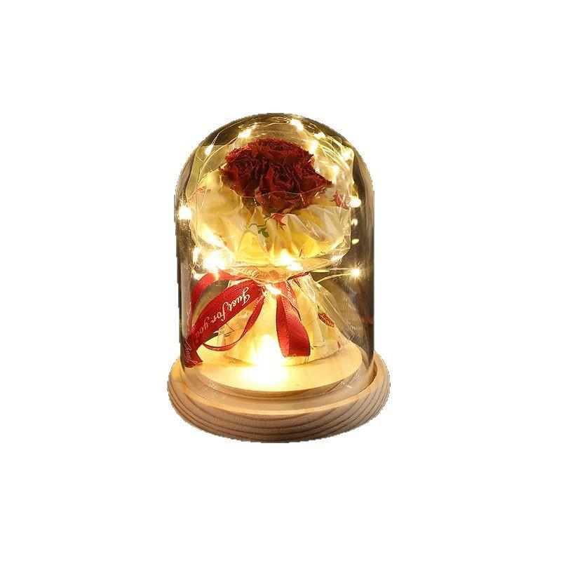 Rose ornament eternal rose flower lamp dried flower glass cover graduation valentine's day gift flower lamp