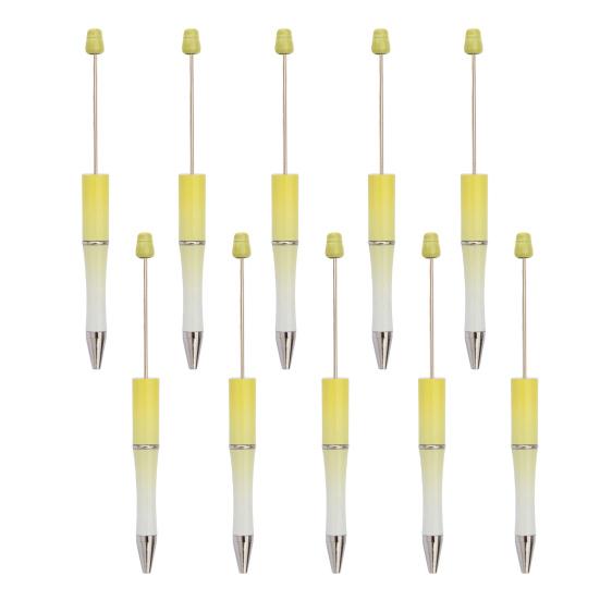 10 шт. ручек DIY с бусинами, с разноцветными бусинами и заправляемыми чернилами, шариковая ручка для плавного письма, креативная поделка для детей, забавные школьные принадлежности