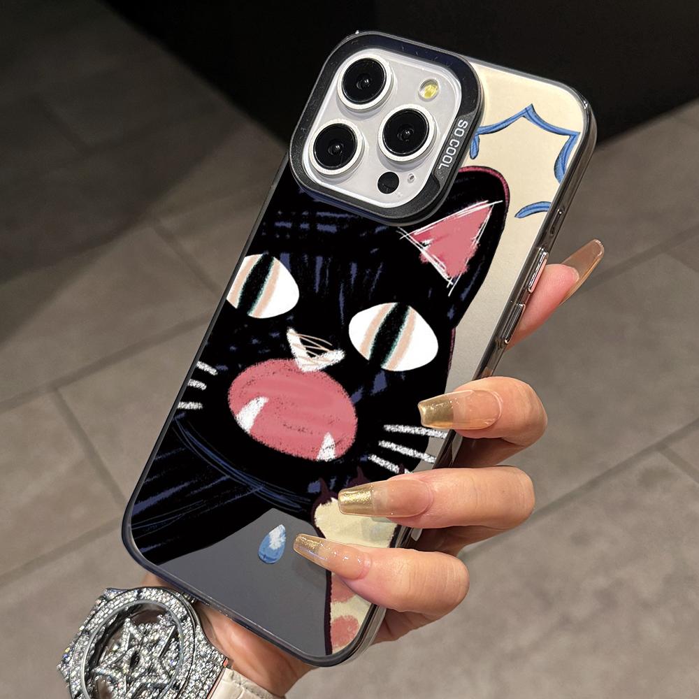 Чехол-накладка Doodle Angry Cat для Samsung Galaxy S26 S25 Edge S24 S23 S22 S21 FE S20 Ultra Plus 5G Цветной Серебристый Жесткий Чехол