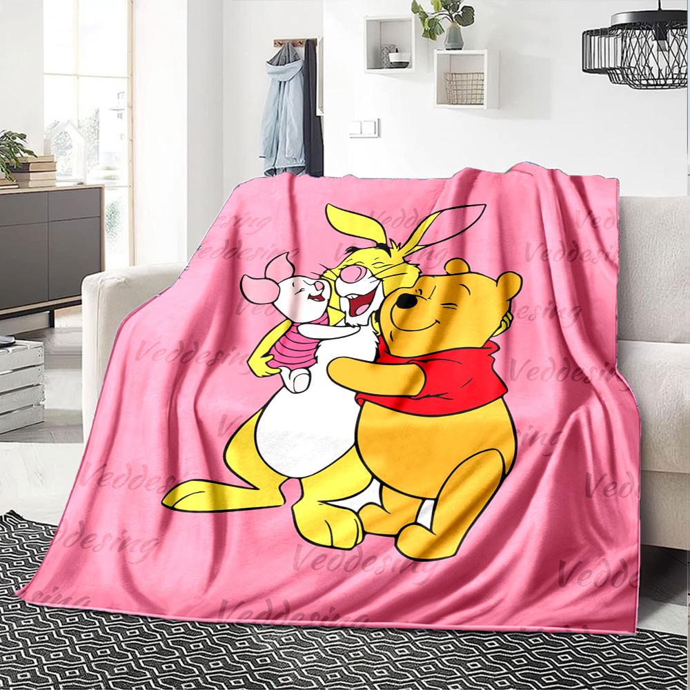 Piglet Winnie Pooh Hug Flannel Blanket Super Soft Warm Cozy Blanket For Sofa Bed Office Travel Allseason Home Decor Gift