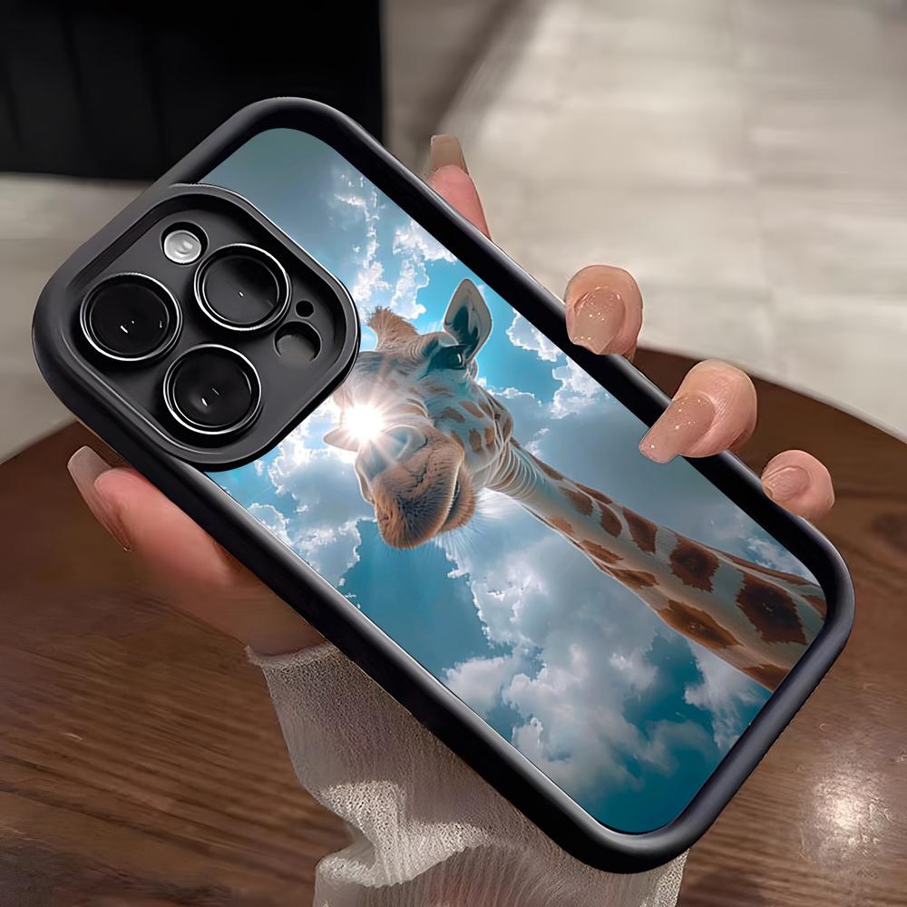 Милый Чехол для Телефона с Жирафом Для IPhone 17 Pro Max 15 Pro 16 14 Plus 12 13 Mini 11 Pro Ударопрочный Мягкий Чехол