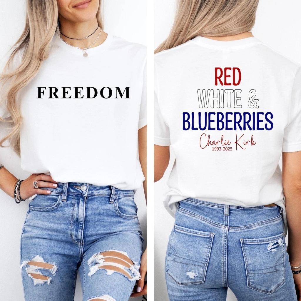 Red White and Blueberries Charlie Kirk Shirt, 1993-2025 Memorial Freedom