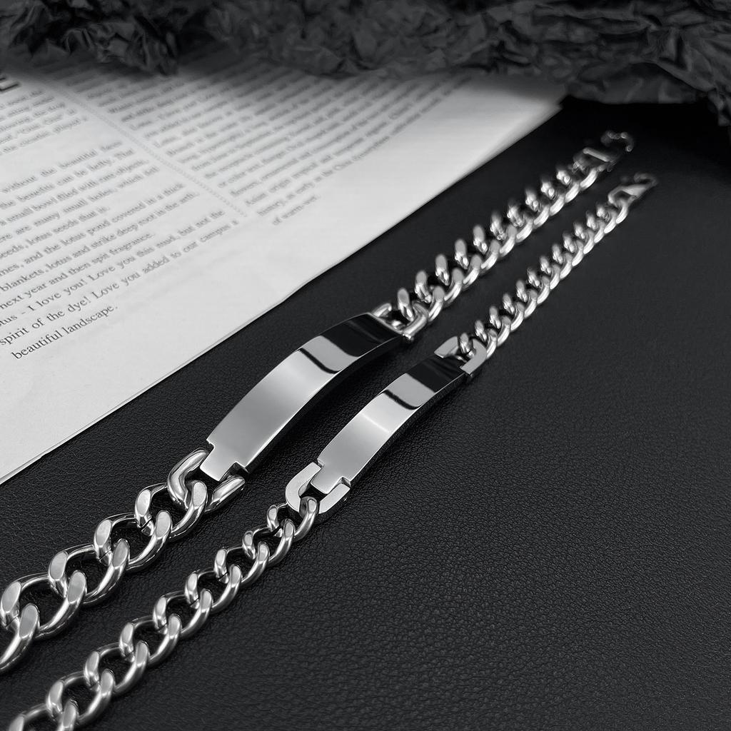 Универсальный персонализированный модный браслет из титановой стали с гладким изогнутым брендом для пары