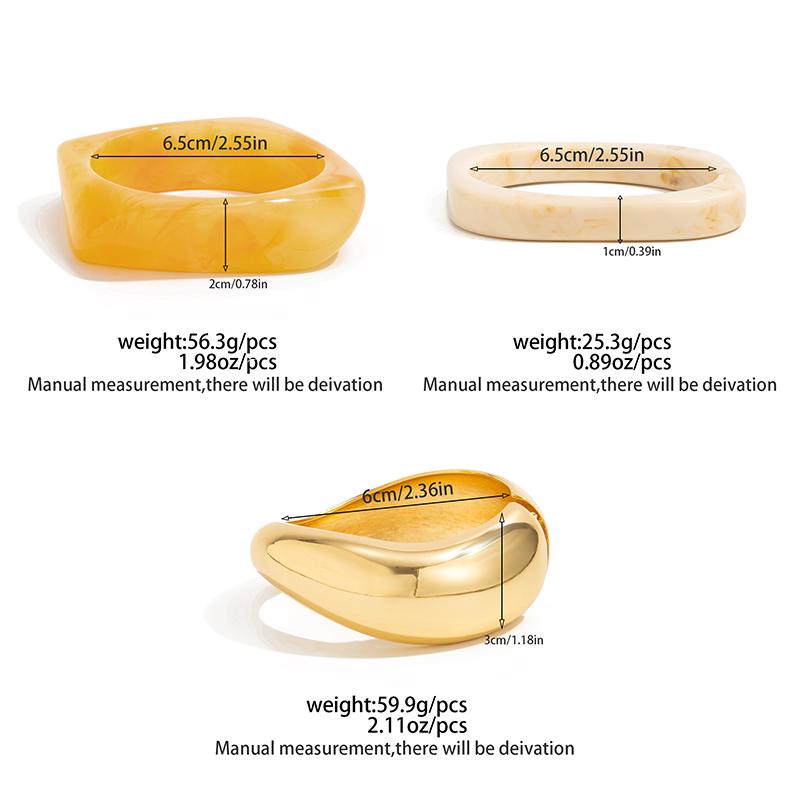 Ingemark 3 Styles Hip Hop Irregular Stacking Resin Thick Bangles for Women New Trend Charm Wide Arm Bracelet Couple Jewelry Gift
