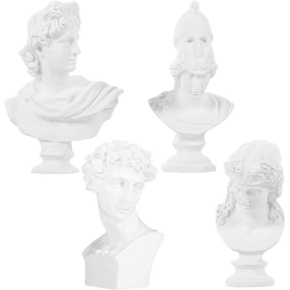 4 шт. Статуэтка Украшения Художник Эскиз Реквизит Мини Греческая Голова Фигурка Персонаж Украшения Смола Бюст Статуэтки Офис