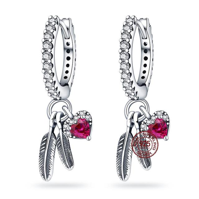 100% настоящие серьги из серебра 925 пробы, снежинка, циркон, в форме сердца, золото, розовое золото, циркон, ювелирные изделия, сверкающий кулон-обруч