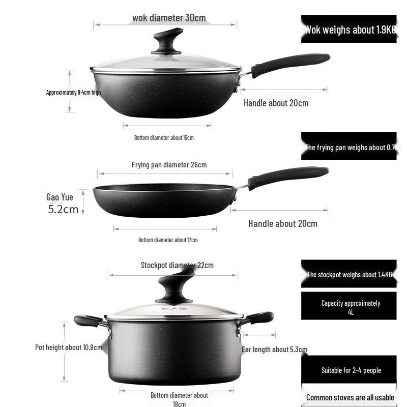 COOKER KING Набор посуды Starry Sky из камня маифан с антипригарным покрытием, 3 предмета B50052