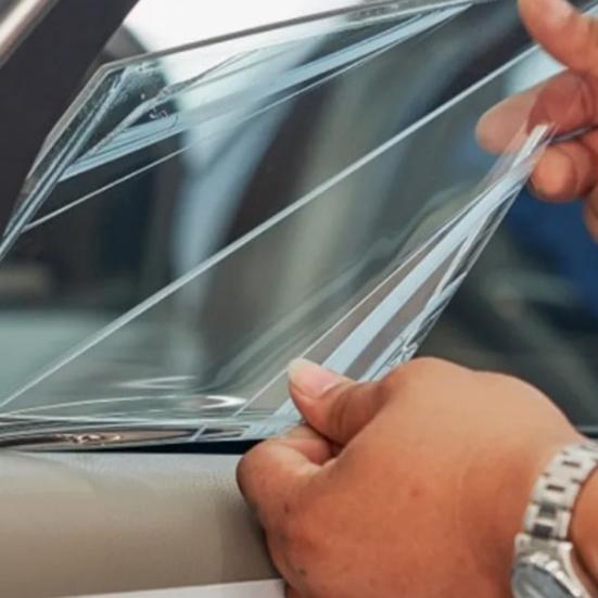 Broken Window Cover with Nanometer Double-Sided Tape Pre-Cut Transparent PVC Car Window Covering Film Broken Glass Replacement Temporary Car Glass Fix