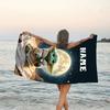 1pc Yoda Beach Towel with Custom Name, Beach/Swimming/Bath/Picnic/Camping Towel, Suitable for Seaside Beaches