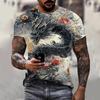 3D Fantasy Creature & Dark Art Graphic Printed Casual Short Sleeved Men's T-shirts - Soft Medium Stretch Polyester Fabric Summer Relaxed Fit Clothing